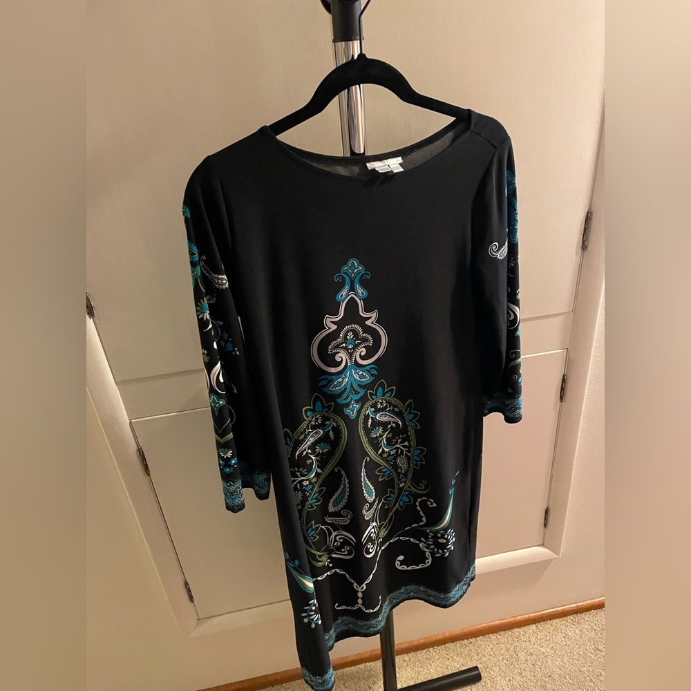 London Times black dress with paisley details